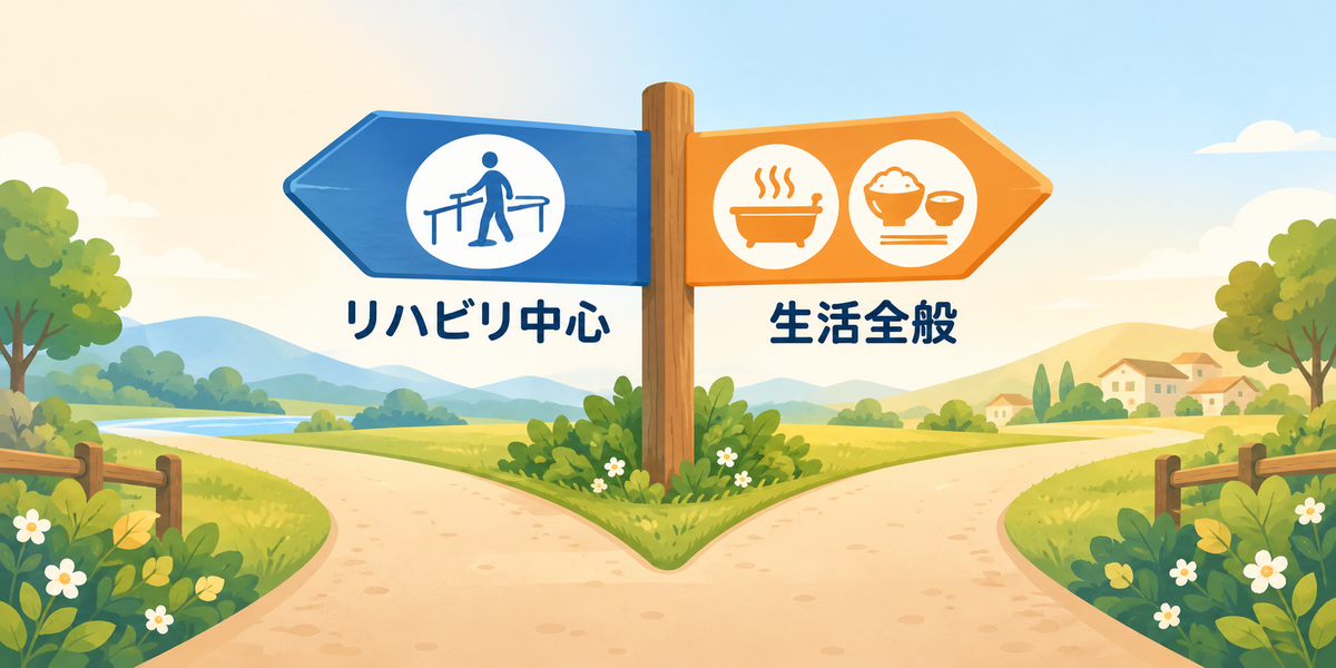 現場での使い分け：リハビリ中心か、生活全般か
